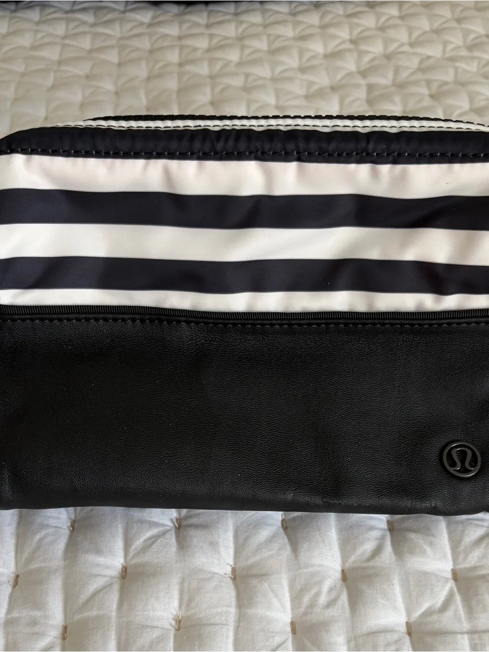 lululemon athletica Black and White Striped  Mind and Body Toiletry Kit